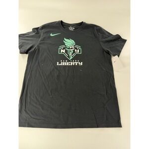 Men's New York Liberty Core Cotton Short Sleeve Black T-shirt Size Large L New